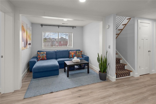 living room with light wood-type flooring