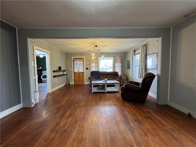 living room featuring ornamental molding and hardwood / wood-style floors