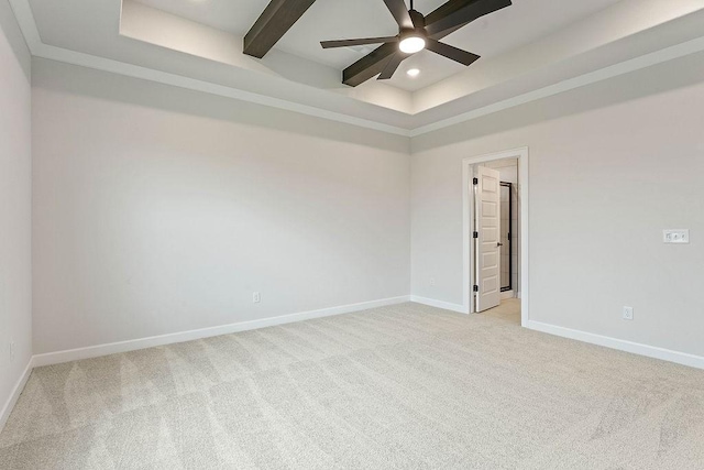 1815 Bugg St, Pea Ridge, AR 72751 - unfurnished room featuring light carpet, baseboards, a ceiling fan, a raised ceiling, and recessed lighting