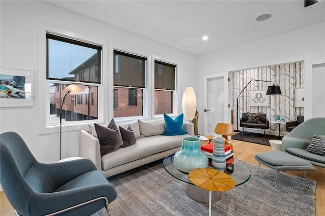 living room with wood-type flooring