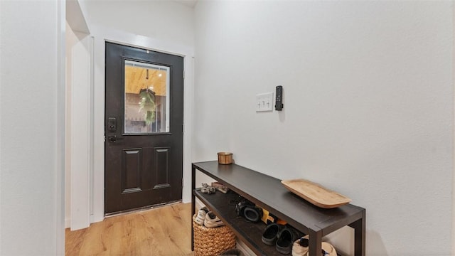 doorway with light hardwood / wood-style floors