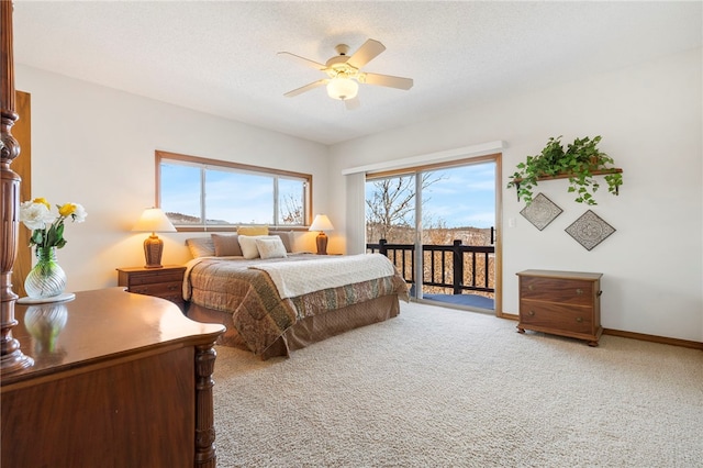 21330 Ridgeview Dr, Garfield, AR 72732 - carpeted bedroom with access to exterior, a ceiling fan, and baseboards