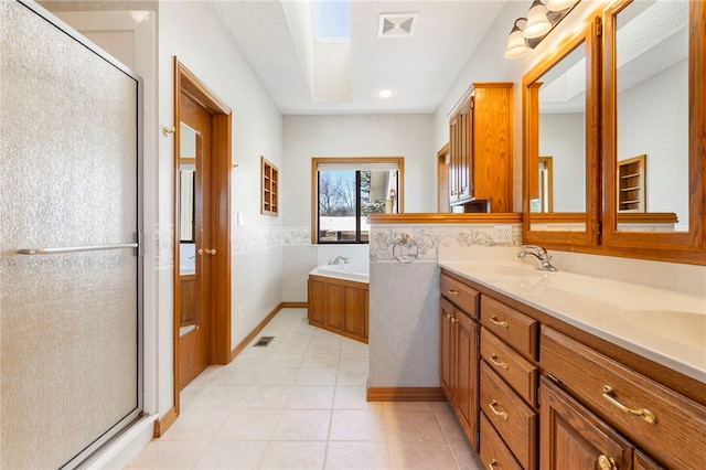 21330 Ridgeview Dr, Garfield, AR 72732 - full bath with a stall shower, tile patterned floors, vanity, and a bath