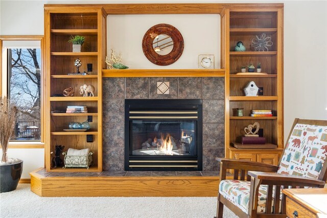 21330 Ridgeview Dr, Garfield, AR 72732 - detailed view of carpet flooring and a tile fireplace