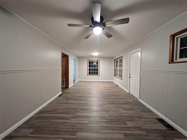 hallway featuring dark wood-type flooring