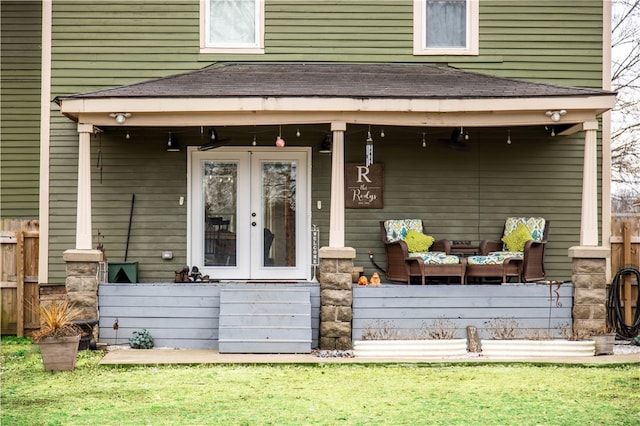 entrance to property featuring french doors