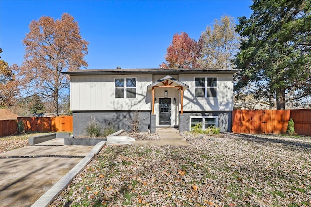 split foyer home with a patio area