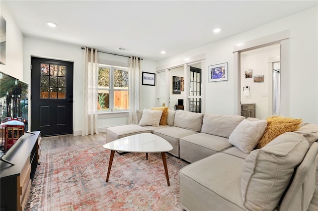 living room featuring light hardwood / wood-style floors