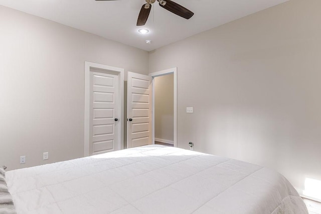 bedroom featuring ceiling fan