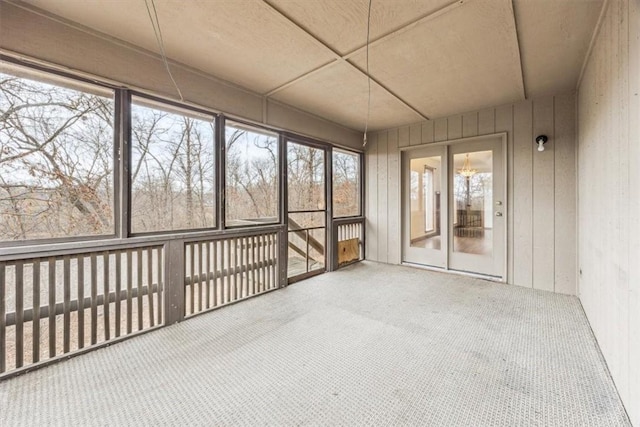 view of unfurnished sunroom