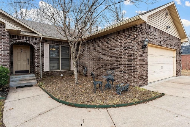 exterior space with a garage