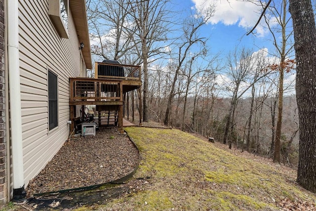 view of yard with a deck