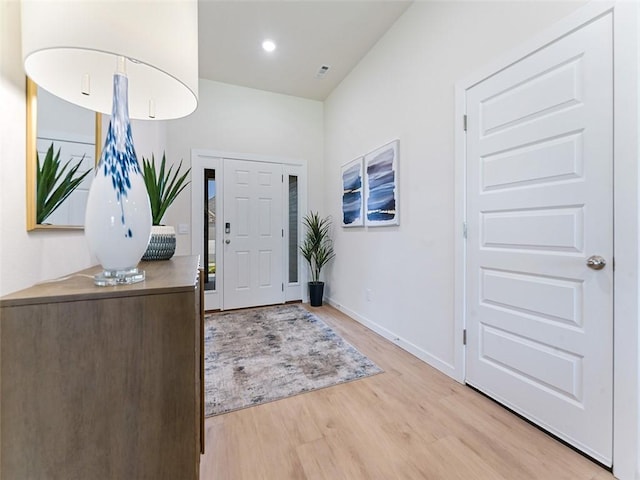 entrance foyer featuring light wood-type flooring