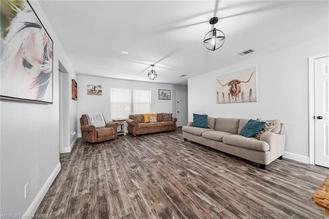 living room with wood-type flooring