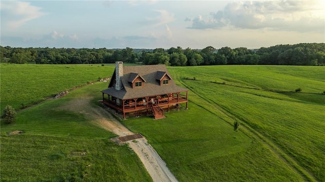 aerial view featuring a rural view