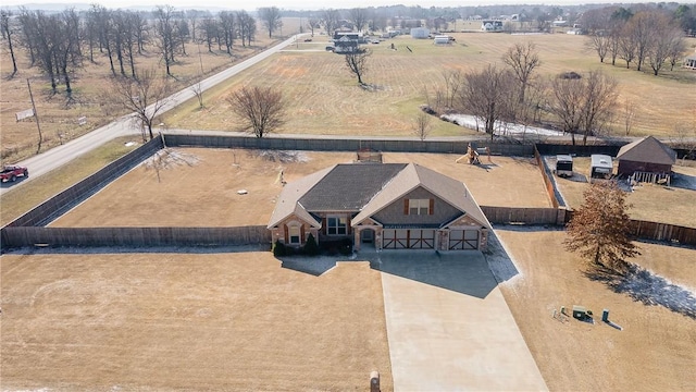 aerial view featuring a rural view
