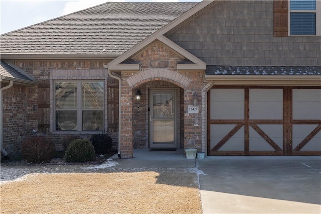 exterior space with a garage