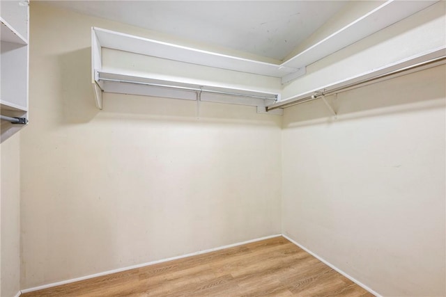 walk in closet with hardwood / wood-style floors