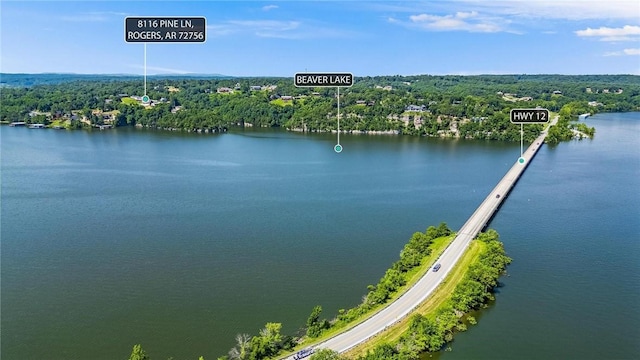 8116 Pine Ln, Rogers, AR 72756 - drone / aerial view of a large body of water and a heavily wooded area