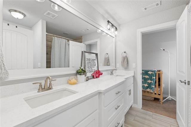 bathroom with vanity and a shower with curtain