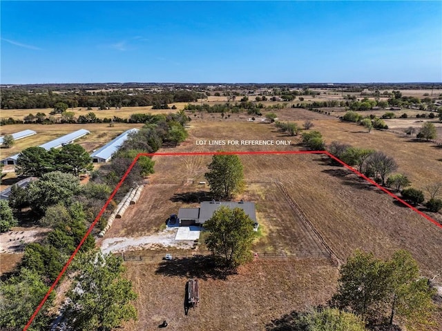 bird's eye view with a rural view