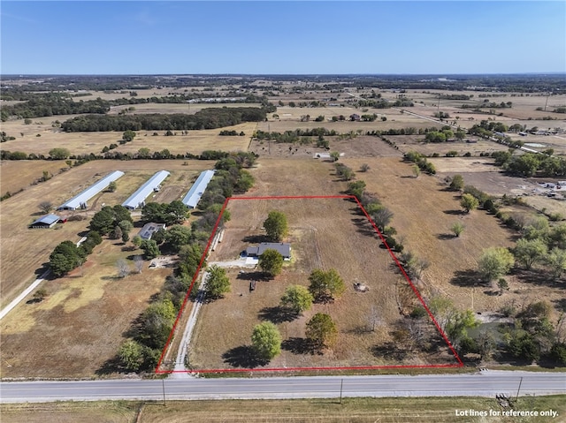 drone / aerial view with a rural view