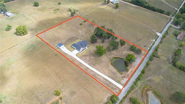 aerial view featuring a rural view