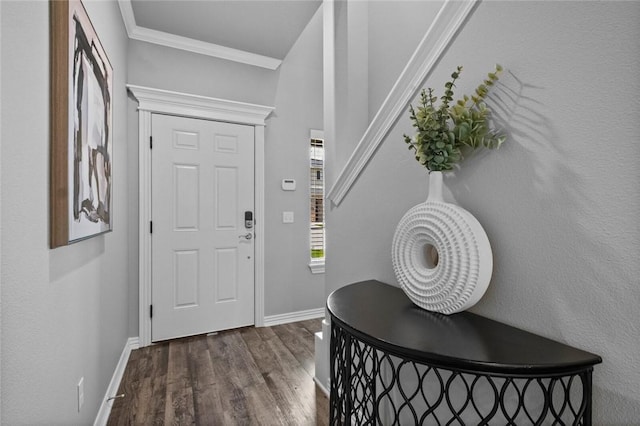 2643 S Kilimanjaro Way, Rogers, AR 72758 - foyer entrance featuring dark wood-type flooring and ornamental molding
