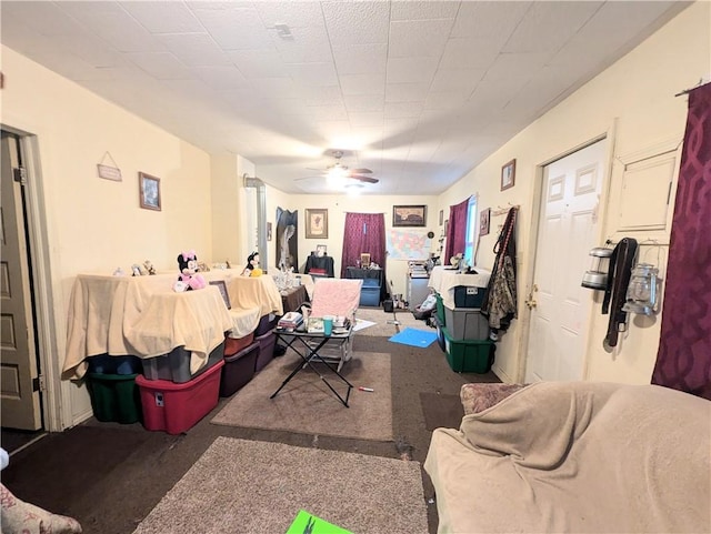 living room with ceiling fan