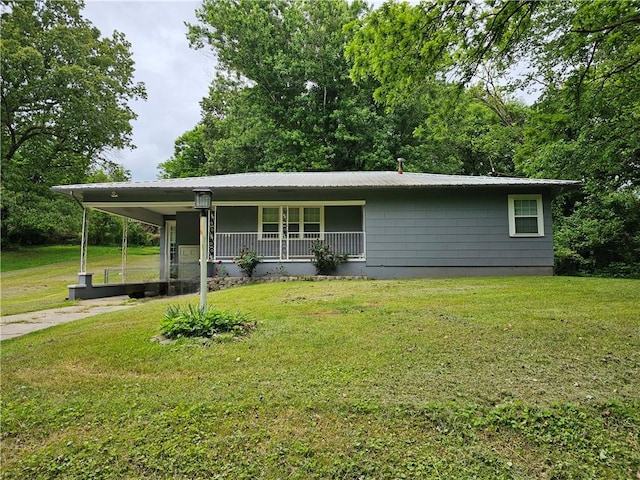 708 N Oak St, Harrison, AR 72601 - view of front of property with a porch, a front yard, and metal roof