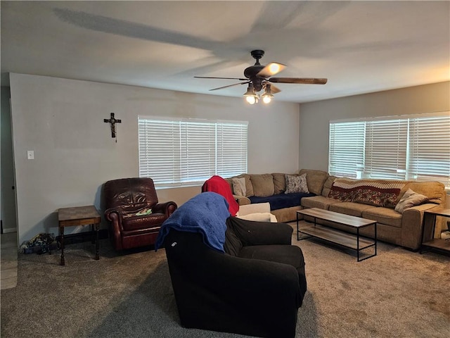 708 N Oak St, Harrison, AR 72601 - living area featuring a ceiling fan and carpet floors
