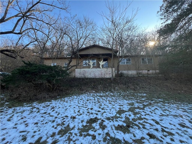 view of yard covered in snow