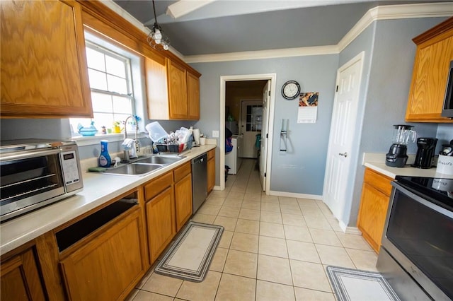 9998 Farm Rd Unit 2240, Washburn, MO 65772 - kitchen featuring light countertops, crown molding, appliances with stainless steel finishes, and a sink