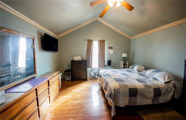 9998 Farm Rd Unit 2240, Washburn, MO 65772 - bedroom featuring multiple windows, crown molding, light wood-type flooring, and lofted ceiling