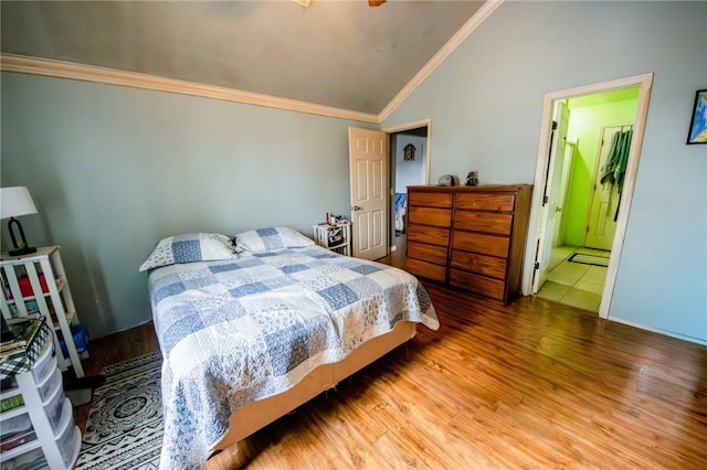 9998 Farm Rd Unit 2240, Washburn, MO 65772 - bedroom with lofted ceiling, wood finished floors, and crown molding
