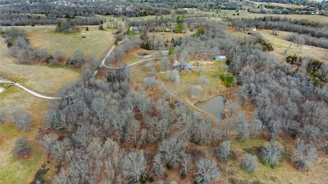 aerial view with a water view and a rural view