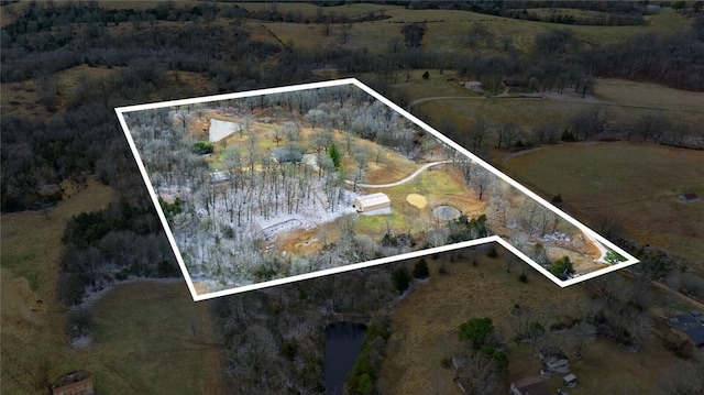 drone / aerial view featuring a rural view