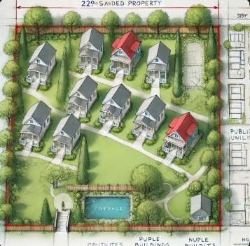 bird's eye view with a residential view