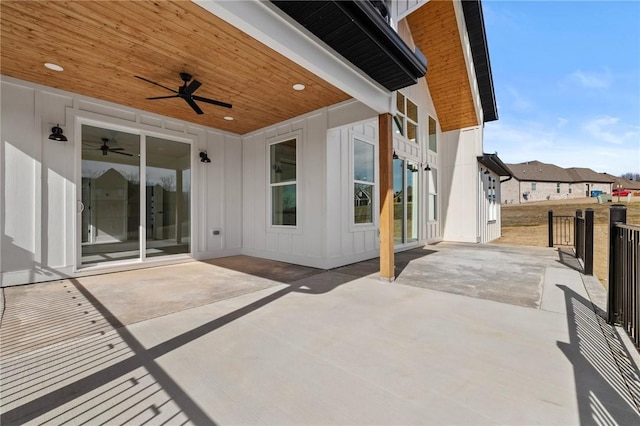 view of patio / terrace featuring ceiling fan