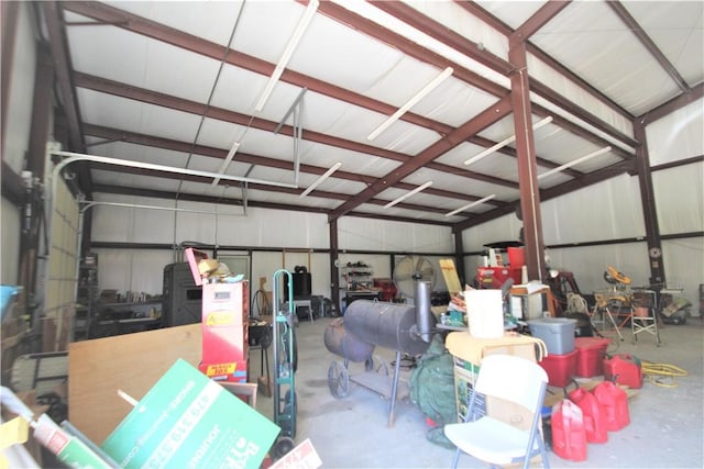 garage with metal wall