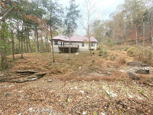 view of yard with a deck