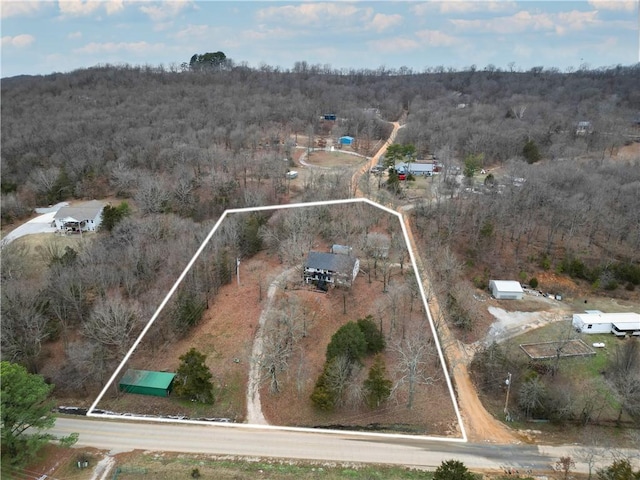 aerial view with a wooded view