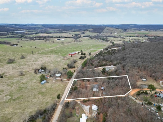 drone / aerial view with a rural view