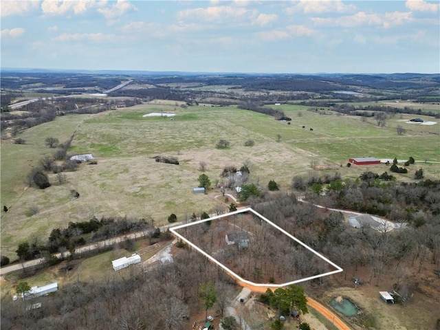 aerial view with a rural view