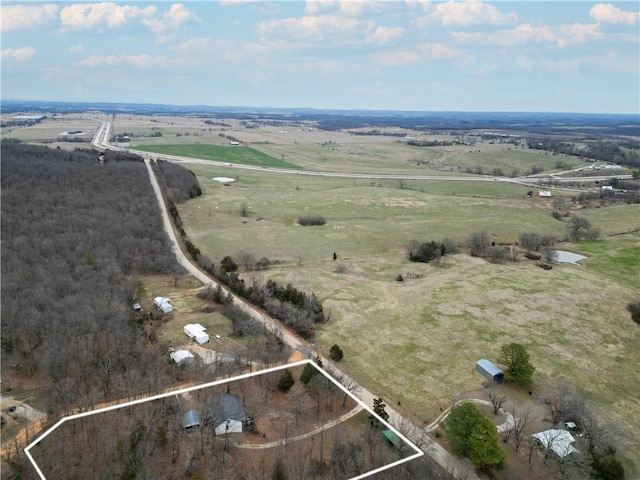 bird's eye view with a rural view