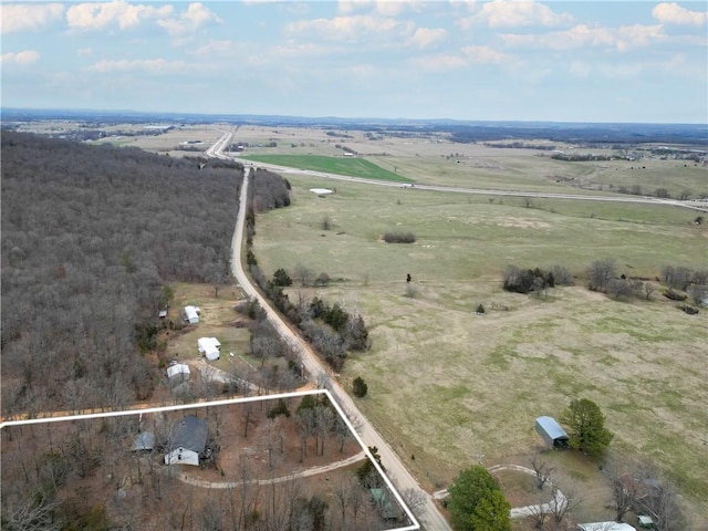 drone / aerial view with a rural view