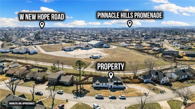 bird's eye view with a residential view