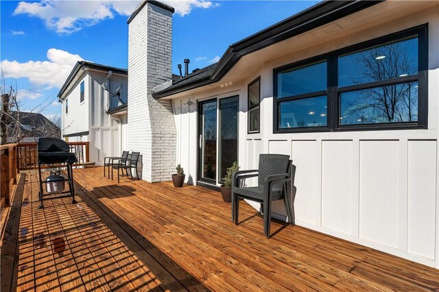 deck with a grill