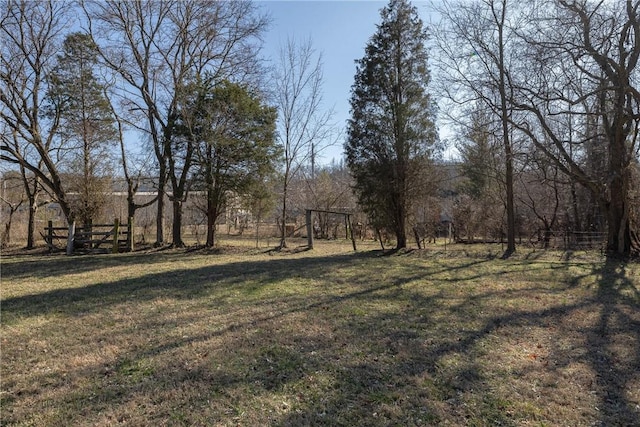 view of yard featuring fence