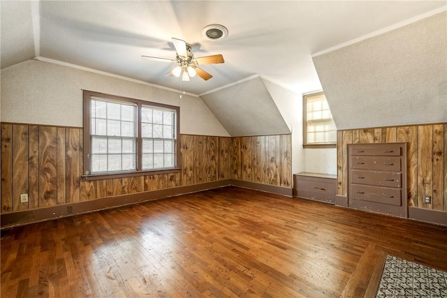 510 W Central Ave, Bentonville, AR 72712 - bonus room with dark wood-type flooring, lofted ceiling, a wealth of natural light, and wood walls